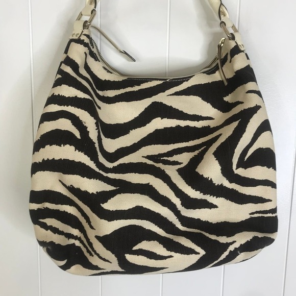 Kate Spade Sullivan Street Blakely Zebra Striped Canvas Tote Satchel - Picture 9 of 11